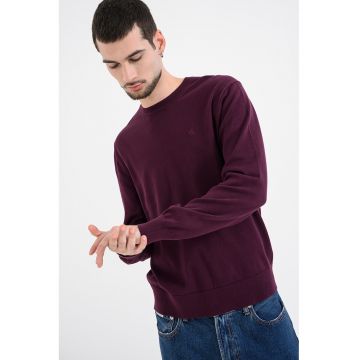 Pulover uni cu decolteu la baza gatului - Violet tyrian