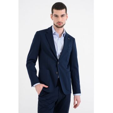 Sacou regular-fit cu model uni - Bleumarin