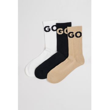 Set de sosete lungi cu logo supradimensionat - 3 perechi