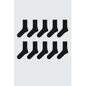 Set de sosete lungi din amestec de bumbac- 10 perechi - Negru