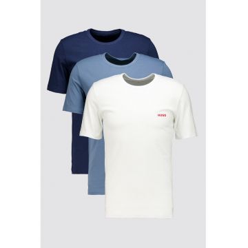 Set de tricouri de casa din bumbac- 3 piese - Alb/Albastru