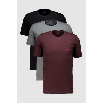 Set de tricouri de casa din bumbac- 3 piese - Visiniu/Negru/Gri