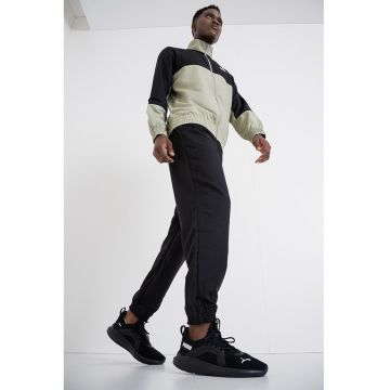 Trening colorblock cu fermoar - Negru/Verde pal