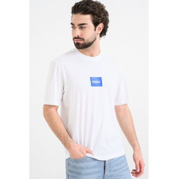 Tricou cu aplicatie logo - Albastru royal/Alb optic