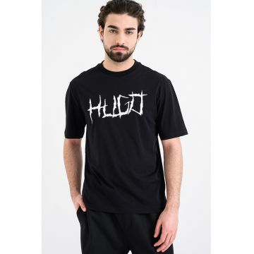 Tricou cu decolteu l abaza gatului si imprimeu Namerix - Alb/Negru