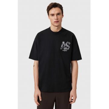 Tricou cu decolteu la baza gatului si logo supradimensionat - Alb/Negru