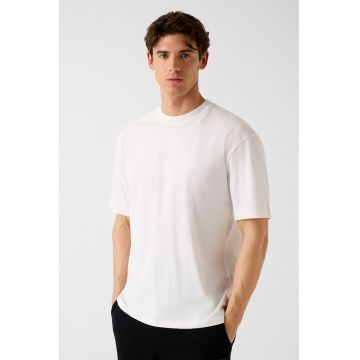 Tricou cu decolteu rotund pentru fitness - Alb