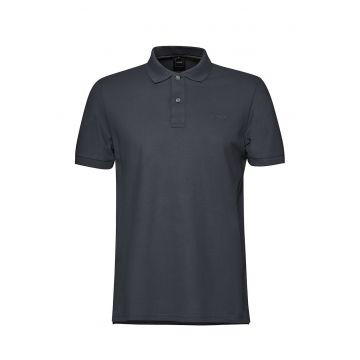 Tricou cu guler polo si broderie logo discreta - Bleumarin