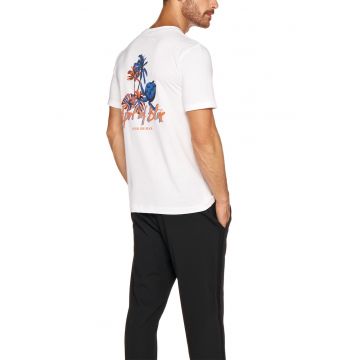 Tricou cu imprimeu grafic pe partea din spate - Alb/Albastru