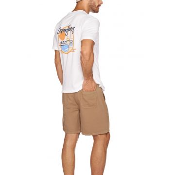 Tricou cu imprimeu grafic pe partea din spate - Alb/Portocaliu