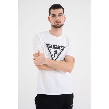 Tricou cu logo pentru fitness - Negru/Alb optic