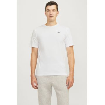 Tricou de bumbac cu decolteu la baza gatului - Alb