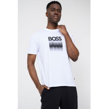 Tricou de bumbac cu imprimeu logo - Negru/Alb optic