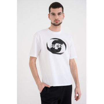 Tricou de bumbac cu imprimeu logo pentru antrenament - Negru/Alb optic