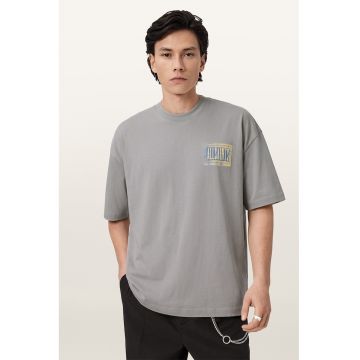 Tricou de bumbac cu imprimeu pe spate - Galben/Gri deschis melange/Albastru