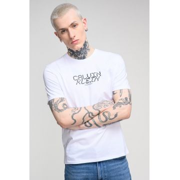 Tricou de bumbac cu logo - Alb
