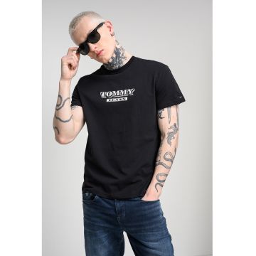 Tricou de bumbac cu logo - Negru