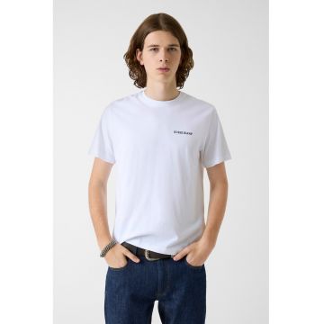 Tricou de bumbac cu logo pe piept - Alb