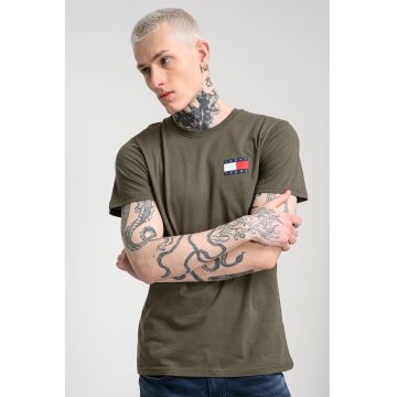 Tricou de bumbac cu logo - Verde inchis