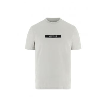 Tricou din amestec de bumbac cu detaliu logo - Gri deschis