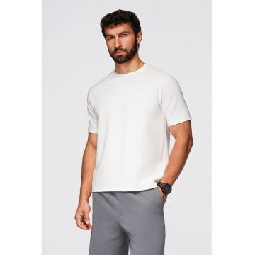 Tricou din amestec de bumbac cu maneci raglan - Alb