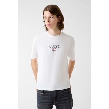 Tricou din bumbac cu broderie logo - Alb