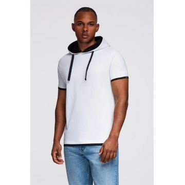 Tricou din bumbac cu gluga - Alb