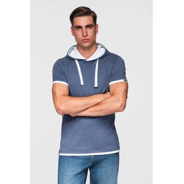 Tricou din bumbac cu gluga - Albastru prafuit