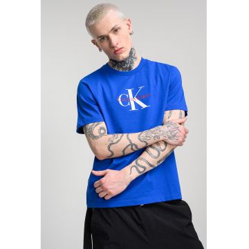 Tricou din bumbac cu imprimeu logo - Albastru royal