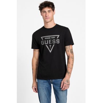 Tricou din bumbac cu imprimeu logo - Negru/Alb murdar