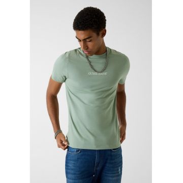 Tricou din bumbac cu imprimeu logo - Verde sparanghel