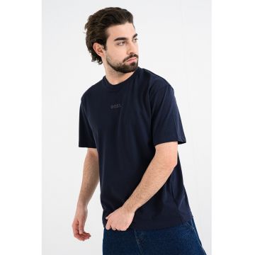 Tricou din bumbac cu logo - Albastru ultramarin