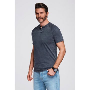 Tricou din bumbac cu maneci raglan - Albastru prafuit