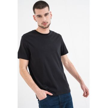 Tricou din bumbac cu model uni - Negru