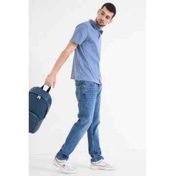 Tricou polo din bumbac - Albastru prafuit