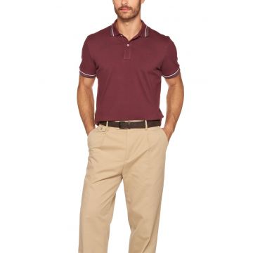 Tricou polo din bumbac cu model uni - Visiniu