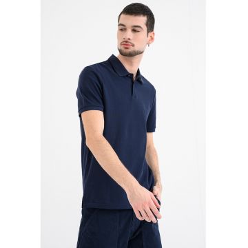 Tricou polo din bumbac pique - Bleumarin