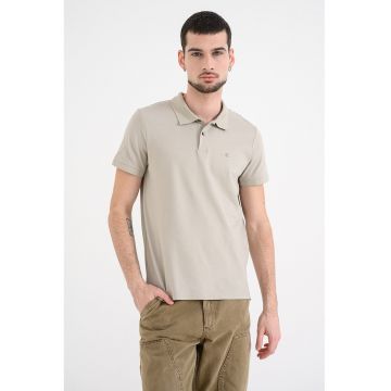 Tricou polo din bumbac pique cu croiala slim-fit - Verde pal