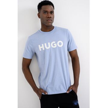 Tricou regular fit cu logo cauciucat Dulivio - Alb/Albastru azur