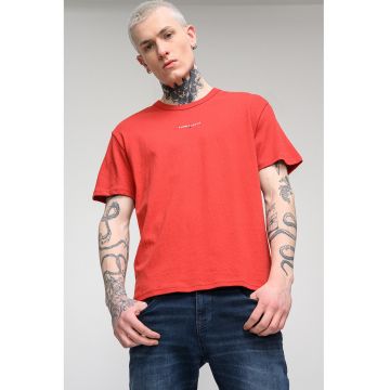 Tricou relaxed fit din bumbac - Caramiziu