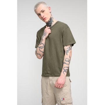 Tricou relaxed fit din bumbac - Verde inchis
