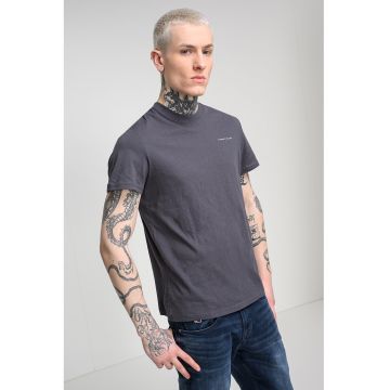 Tricou slim fit cu logo - Gri inchis