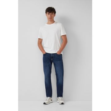 Blugi slim fit cu aspect decolorat - Albastru inchis