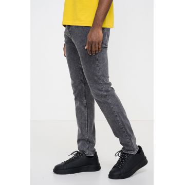 Blugi slim fit cu talie medie Delaware - Gri inchis melange