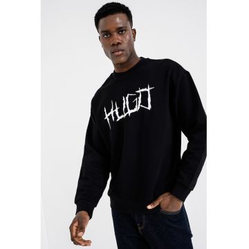 Bluza de trening cu imprimeu logo si maneci cazute - Alb/Negru