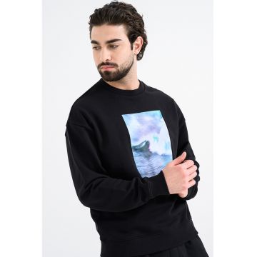 Bluza de trening de bumbac cu imprimeu - Verde/Negru/Albastru