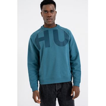 Bluza de trening din bumbac cu logo supradimensionat - Verde englez