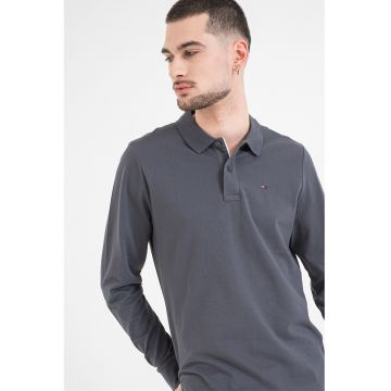 Bluza polo cu model uni - Gri inchis