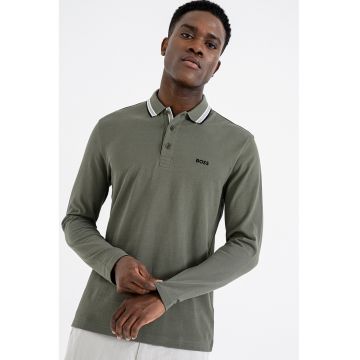 Bluza polo regular fit Plisy - Verde sparanghel