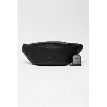 Borseta cu fermoar si logo - Negru